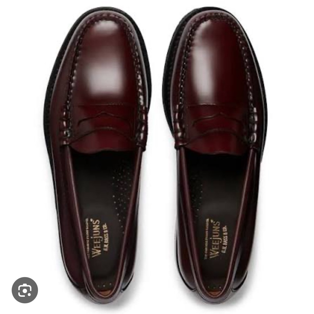 GH Bass weejuns Men's Classic Leather Loafers Burgundy - Picture 2 of 13